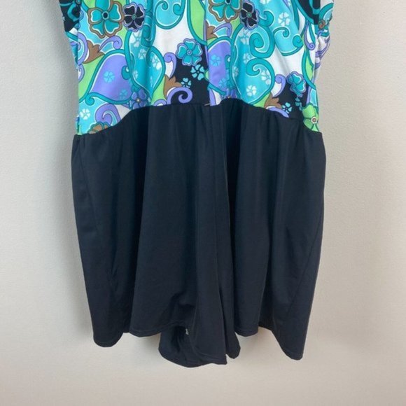 Amoena Skirted Swimsuit 24 One Piece Floral Multicolor Padded Bust Women New NWT - Picture 3 of 11